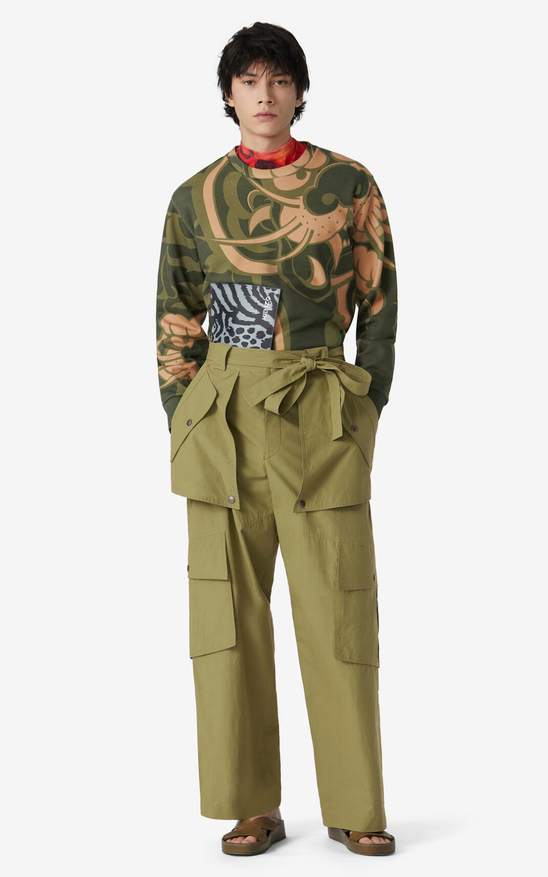 Pantalones Kenzo Wide cargo Hombre Verde Oliva - SKU.7888247